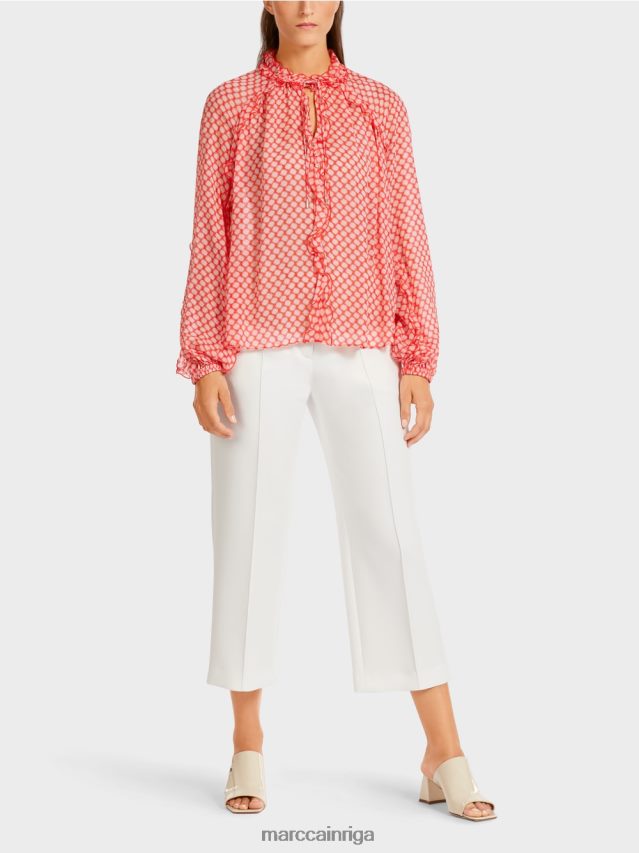 apģērbs mandarīns VRBHXD971 Marc Cain blūze ar rievotām detaļām