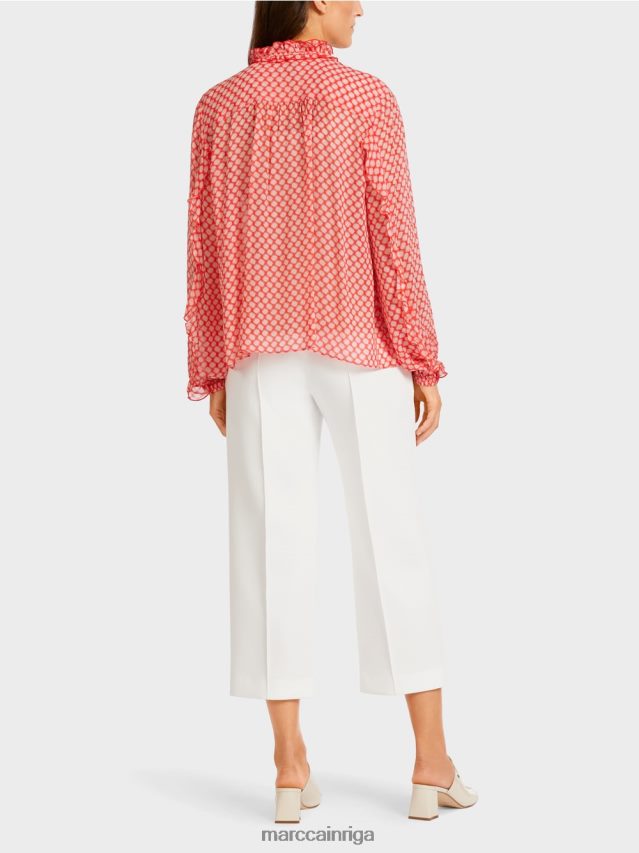 apģērbs mandarīns VRBHXD971 Marc Cain blūze ar rievotām detaļām