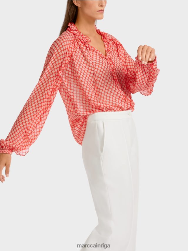 apģērbs mandarīns VRBHXD971 Marc Cain blūze ar rievotām detaļām