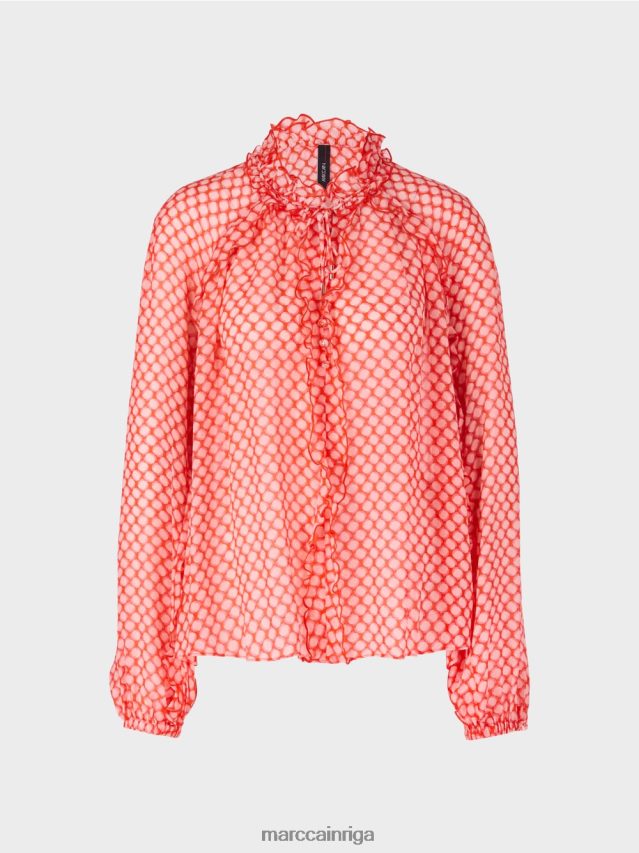 apģērbs mandarīns VRBHXD971 Marc Cain blūze ar rievotām detaļām