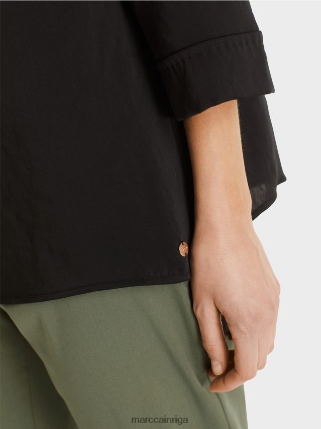 apģērbs melns VRBHXD1001 Marc Cain blūzes stila tops ar laivveida kakla izgriezumu