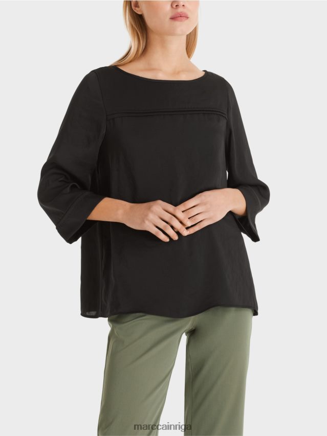 apģērbs melns VRBHXD1001 Marc Cain blūzes stila tops ar laivveida kakla izgriezumu