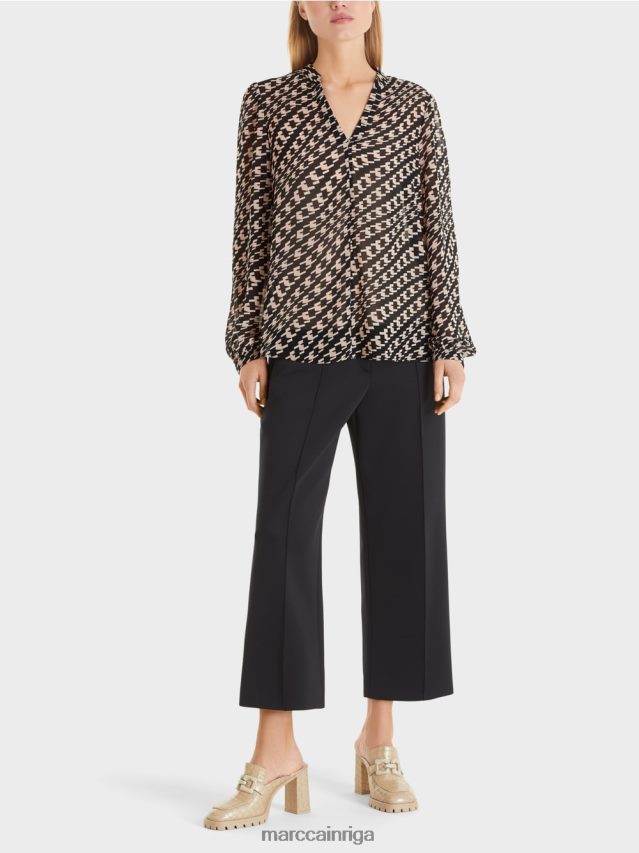 apģērbs melns VRBHXD1005 Marc Cain blūze ģeometriskā rakstā