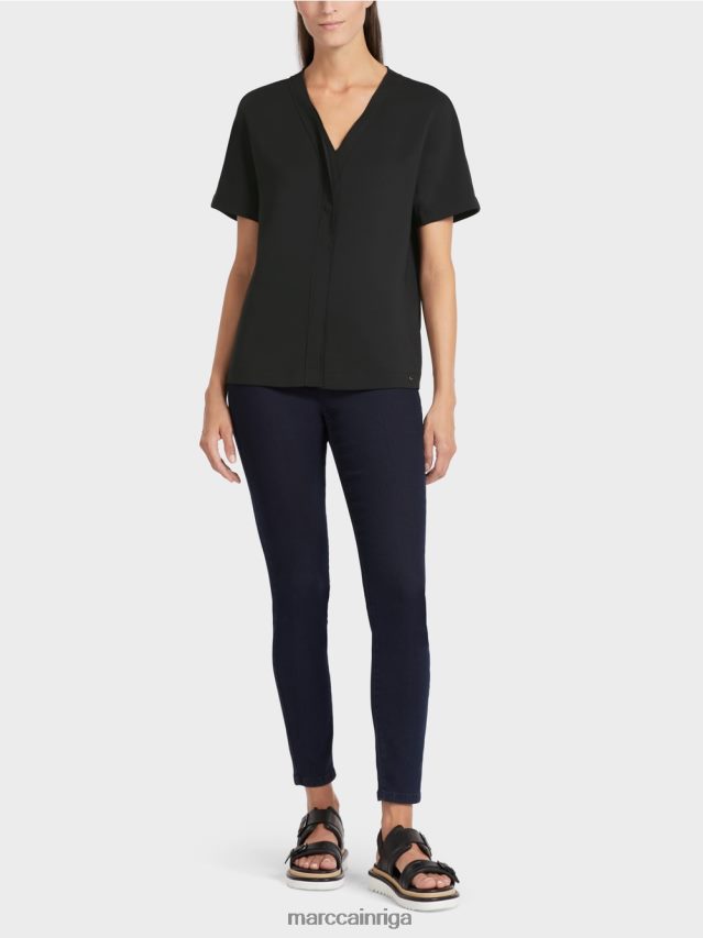 apģērbs melns VRBHXD1008 Marc Cain vienkāršs kimono tops