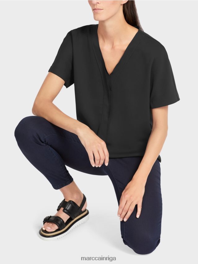 apģērbs melns VRBHXD1008 Marc Cain vienkāršs kimono tops