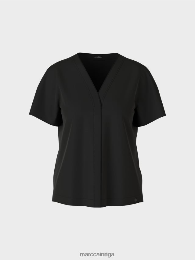 apģērbs melns VRBHXD1008 Marc Cain vienkāršs kimono tops