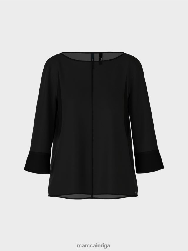 apģērbs melns VRBHXD1010 Marc Cain \"pārdomāt kopā\" ​​blūzes stila tops