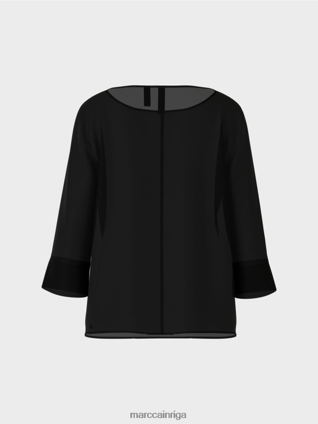 apģērbs melns VRBHXD1010 Marc Cain \"pārdomāt kopā\" ​​blūzes stila tops