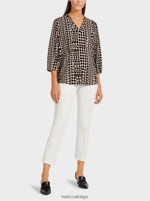 apģērbs melns VRBHXD1013 Marc Cain blūzes stila tops ar v veida izgriezumu