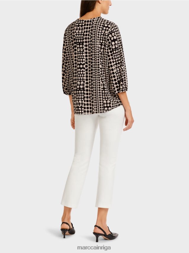 apģērbs melns VRBHXD1013 Marc Cain blūzes stila tops ar v veida izgriezumu