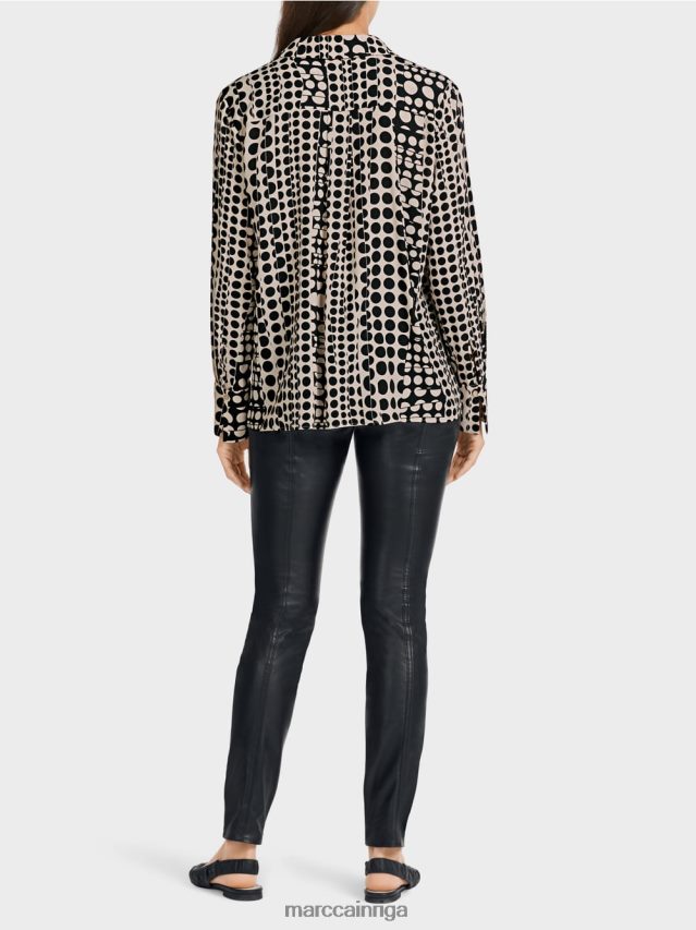 apģērbs melns VRBHXD1025 Marc Cain tunika kleita ar op-art dizainu