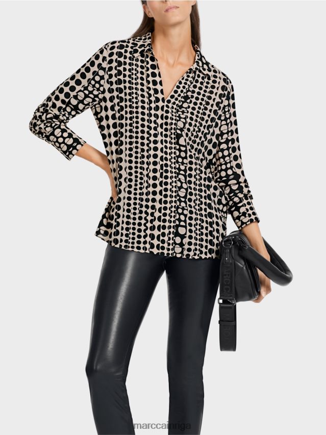 apģērbs melns VRBHXD1025 Marc Cain tunika kleita ar op-art dizainu