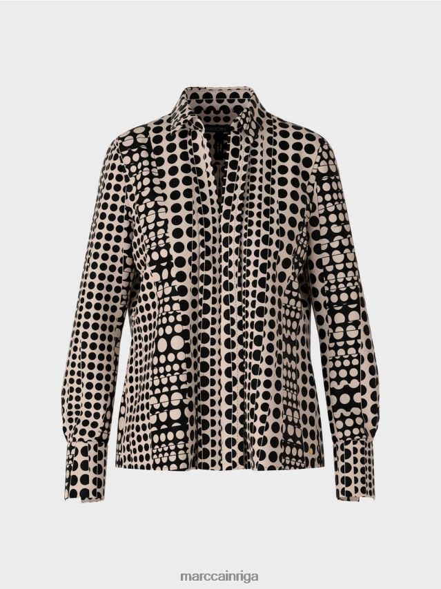 apģērbs melns VRBHXD1025 Marc Cain tunika kleita ar op-art dizainu