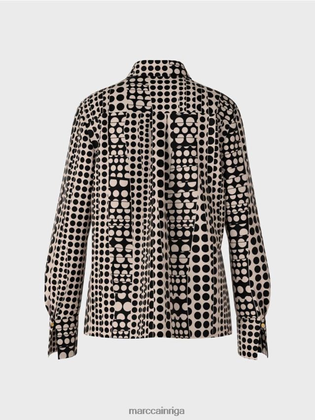 apģērbs melns VRBHXD1025 Marc Cain tunika kleita ar op-art dizainu