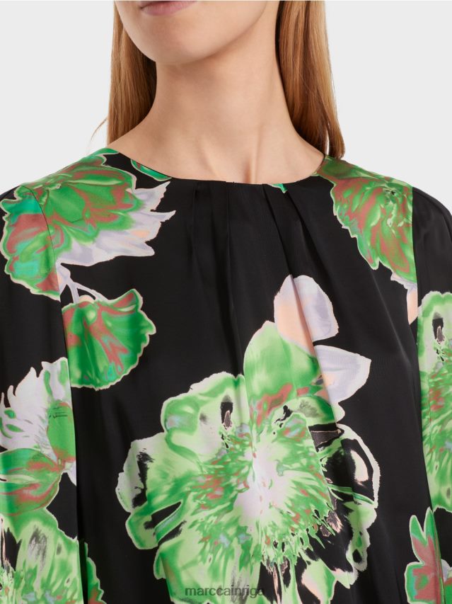 apģērbs melns VRBHXD845 Marc Cain blūze ar kroku apaļu kaklu