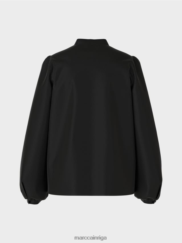 apģērbs melns VRBHXD863 Marc Cain blūze ar sievišķīgām detaļām