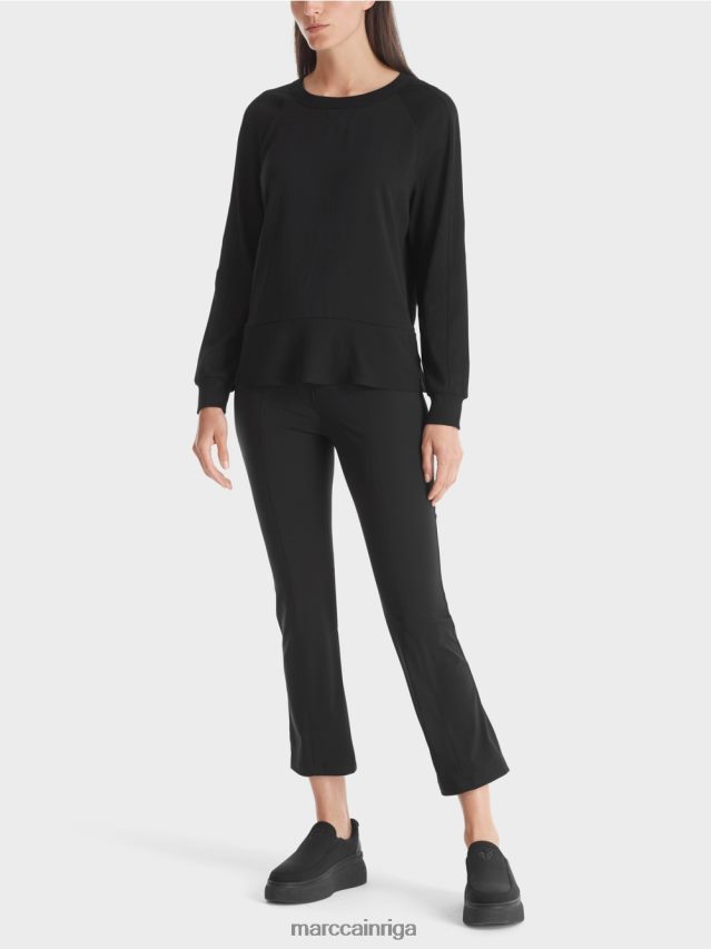 apģērbs melns VRBHXD874 Marc Cain raglāna blūze ar materiālu maisījumu