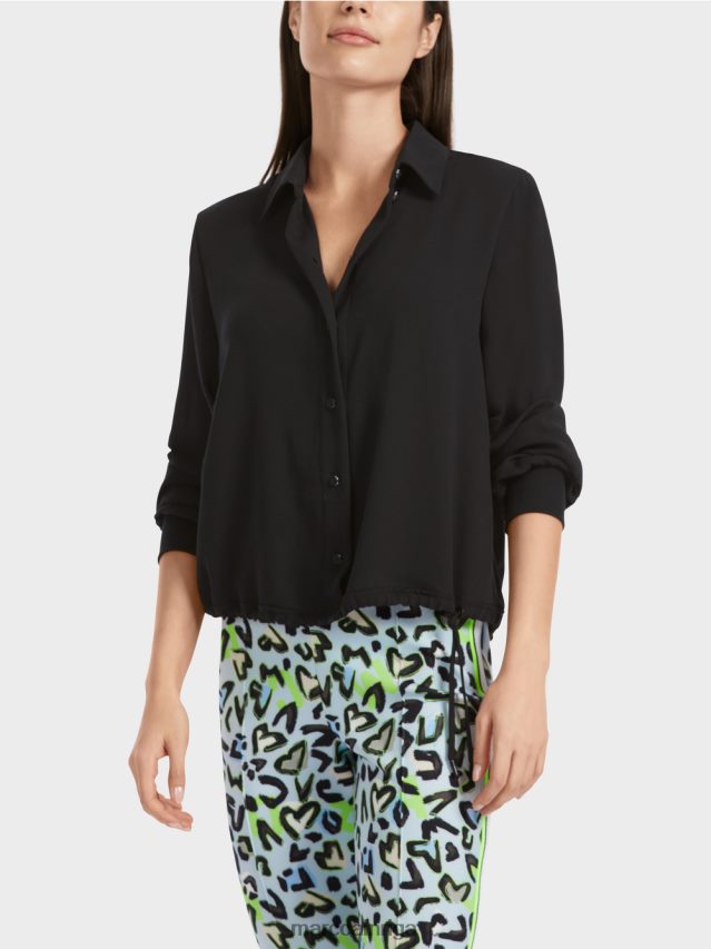apģērbs melns VRBHXD876 Marc Cain blūze ar aukliņu