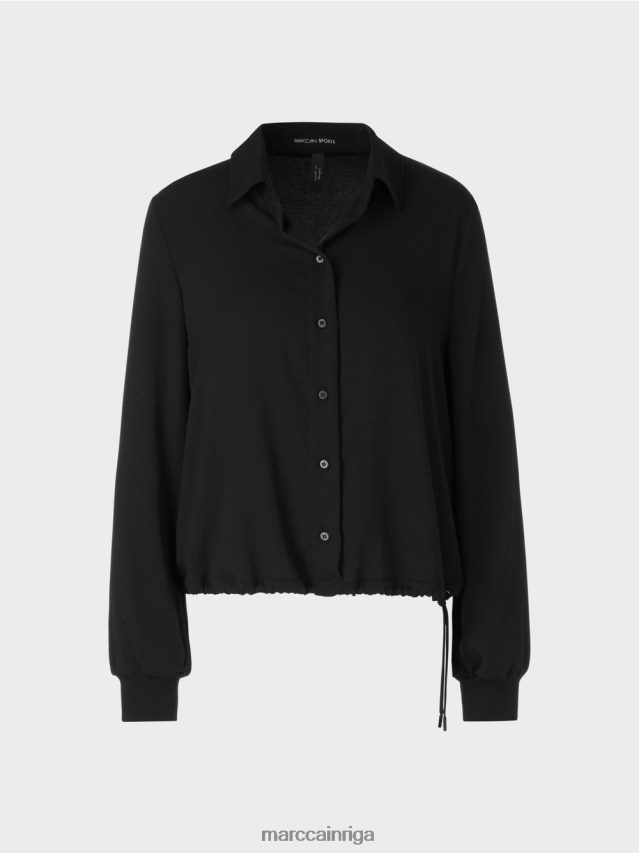 apģērbs melns VRBHXD876 Marc Cain blūze ar aukliņu