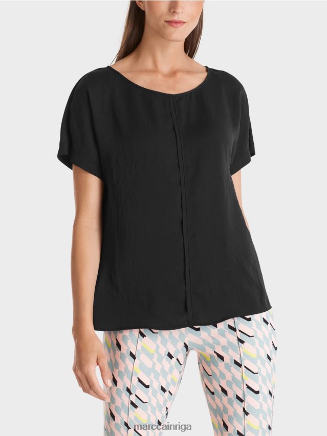 apģērbs melns VRBHXD887 Marc Cain pūrista \"pārdomāt kopā\" ​​blūze