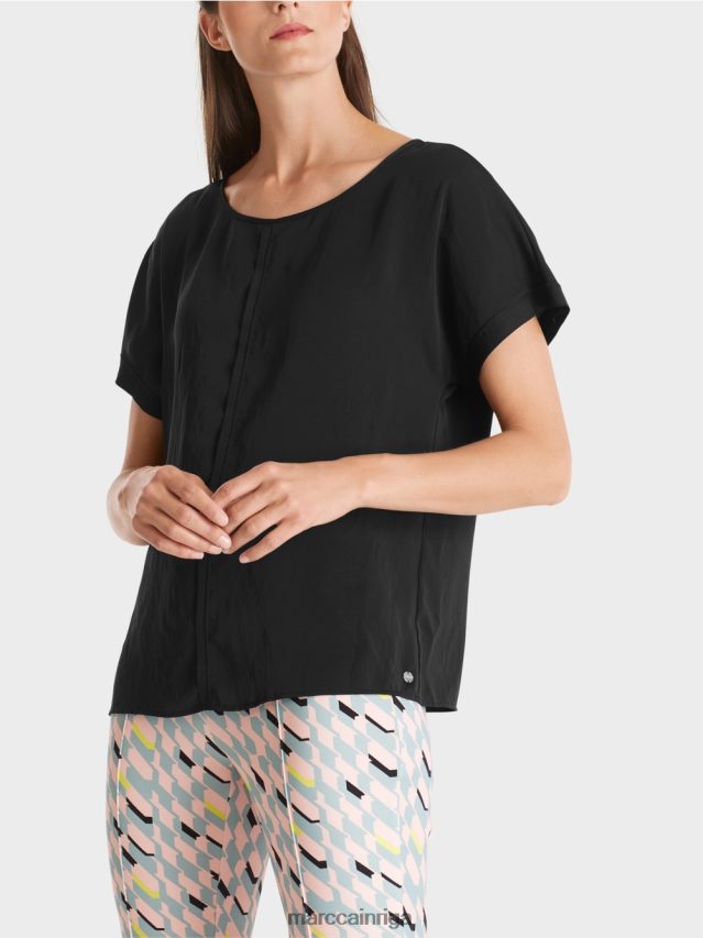 apģērbs melns VRBHXD887 Marc Cain pūrista \"pārdomāt kopā\" ​​blūze