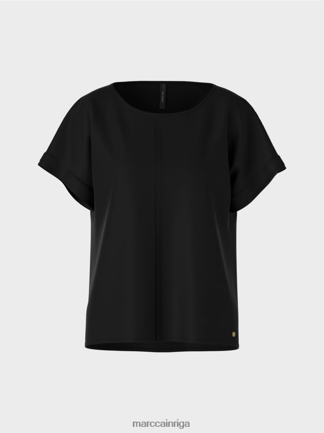 apģērbs melns VRBHXD887 Marc Cain pūrista \"pārdomāt kopā\" ​​blūze