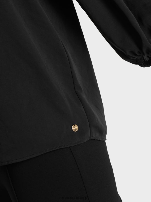 apģērbs melns VRBHXD892 Marc Cain v-veida kakla izgriezums \"pārdomājiet kopā blūzi