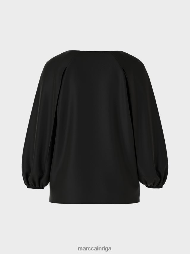 apģērbs melns VRBHXD892 Marc Cain v-veida kakla izgriezums \"pārdomājiet kopā blūzi