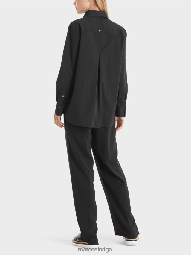 apģērbs melns VRBHXD893 Marc Cain kokvilnas elastīga blūze