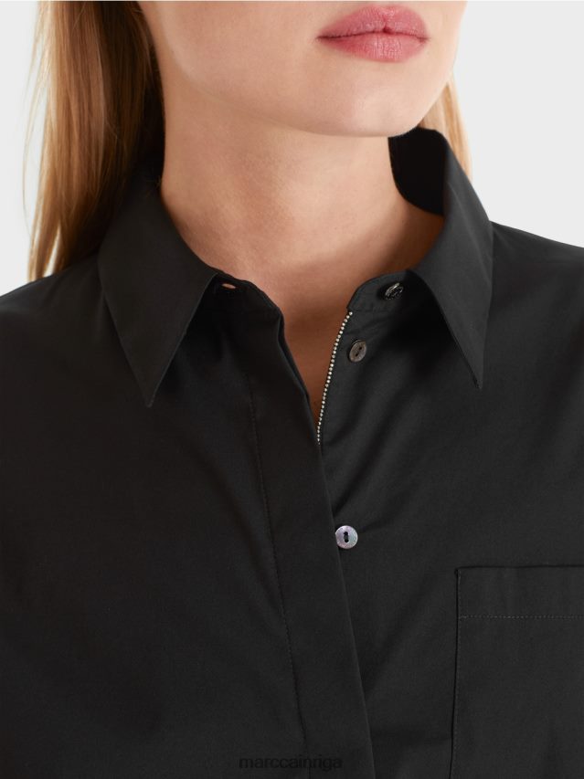 apģērbs melns VRBHXD893 Marc Cain kokvilnas elastīga blūze