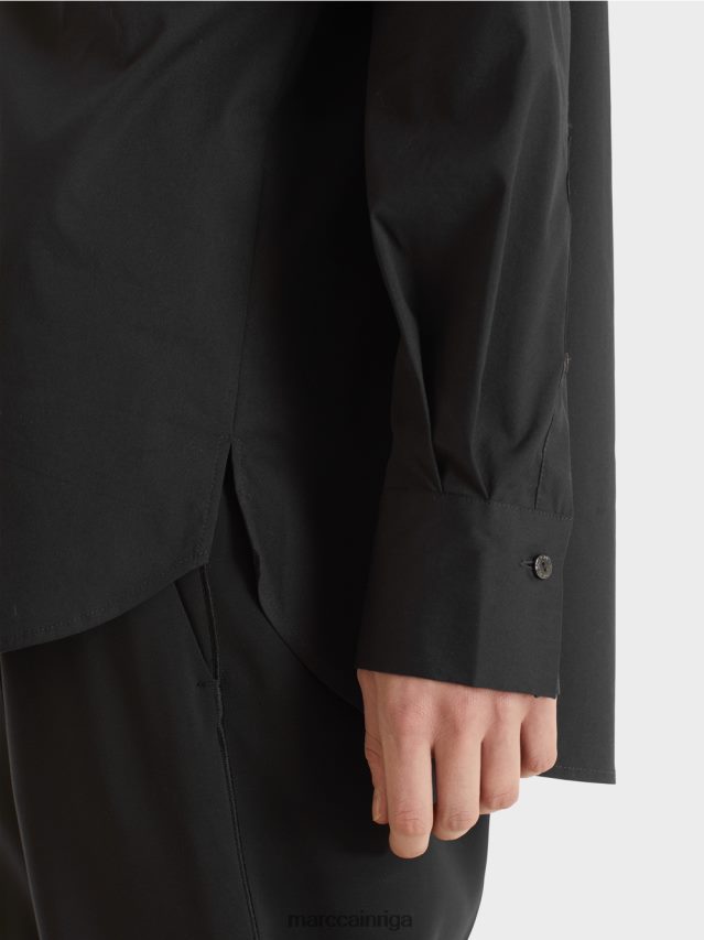 apģērbs melns VRBHXD893 Marc Cain kokvilnas elastīga blūze