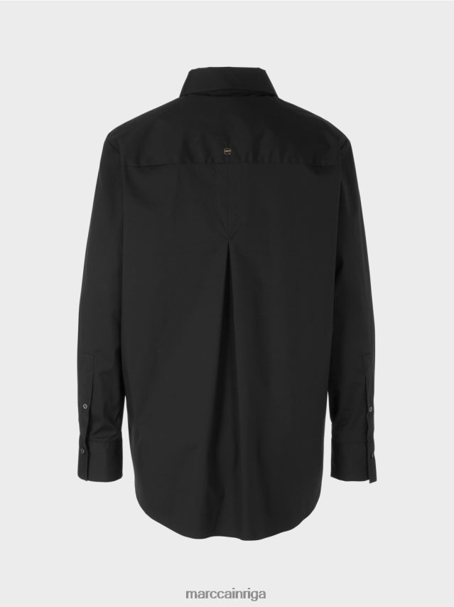 apģērbs melns VRBHXD893 Marc Cain kokvilnas elastīga blūze