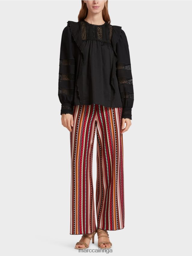 apģērbs melns VRBHXD908 Marc Cain etniski iedvesmota blūze