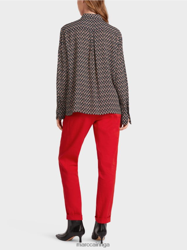 apģērbs melns VRBHXD920 Marc Cain viskozes blūze ar visu apdruku