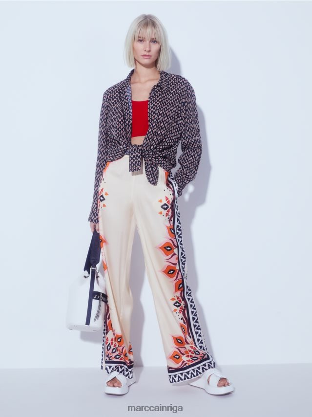 apģērbs melns VRBHXD920 Marc Cain viskozes blūze ar visu apdruku