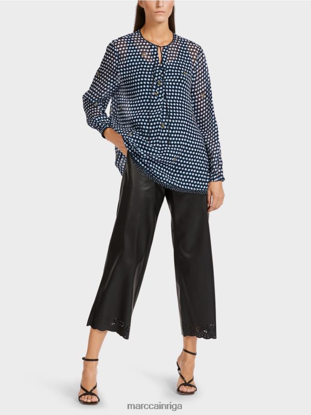 apģērbs melns VRBHXD989 Marc Cain viskozes blūze ar punktu un bites motīvu