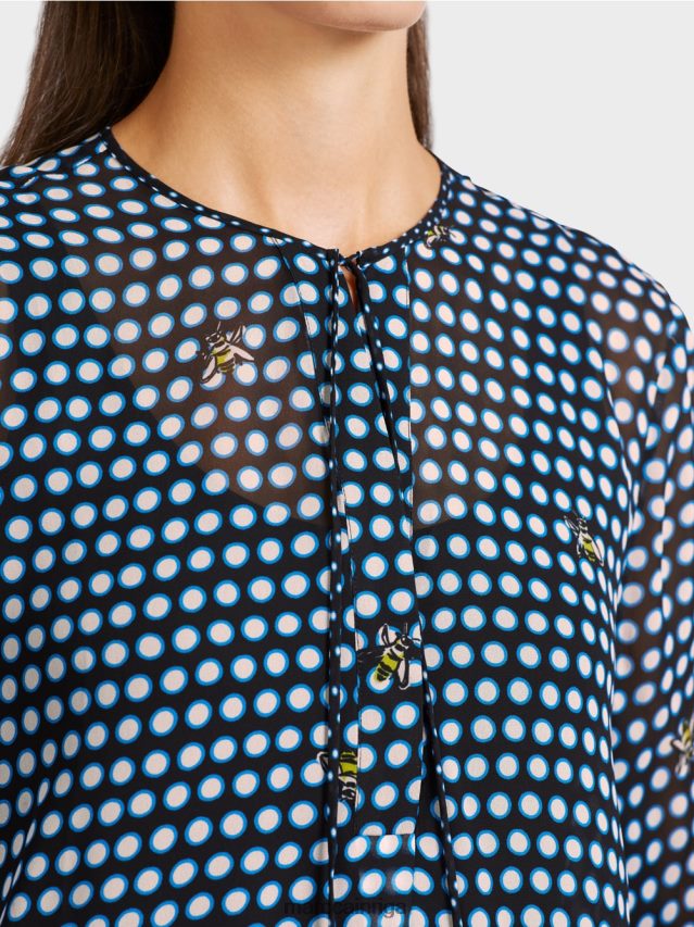 apģērbs melns VRBHXD989 Marc Cain viskozes blūze ar punktu un bites motīvu