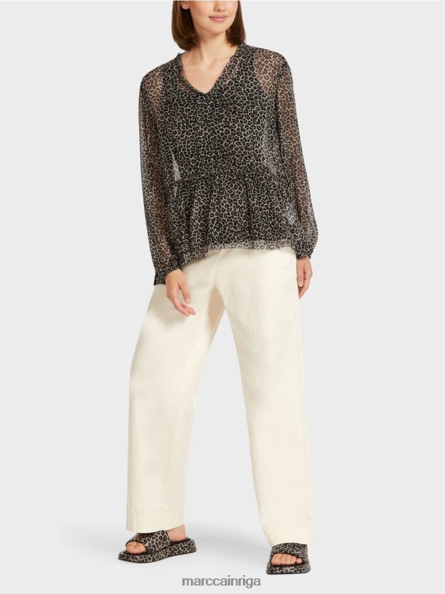 apģērbs pūderkrēms VRBHXD979 Marc Cain lielizmēra viskozes tops ar leoparda apdruku
