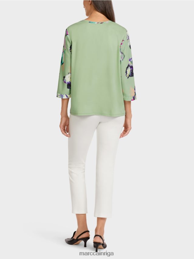 apģērbs pulveris piparmētra VRBHXD1009 Marc Cain blūzes stila tops ar trīs ceturtdaļām piedurknēm