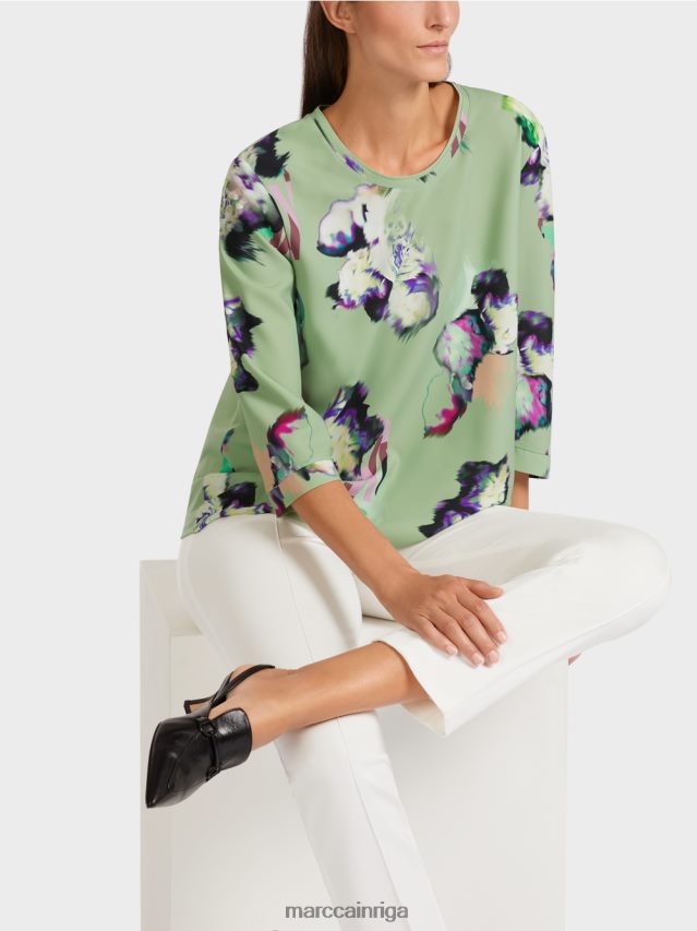 apģērbs pulveris piparmētra VRBHXD1009 Marc Cain blūzes stila tops ar trīs ceturtdaļām piedurknēm