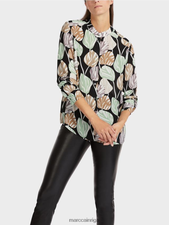 apģērbs pulveris piparmētra VRBHXD1023 Marc Cain stilīga blūze ar stāvapkakli