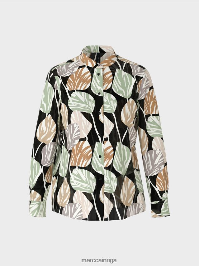 apģērbs pulveris piparmētra VRBHXD1023 Marc Cain stilīga blūze ar stāvapkakli