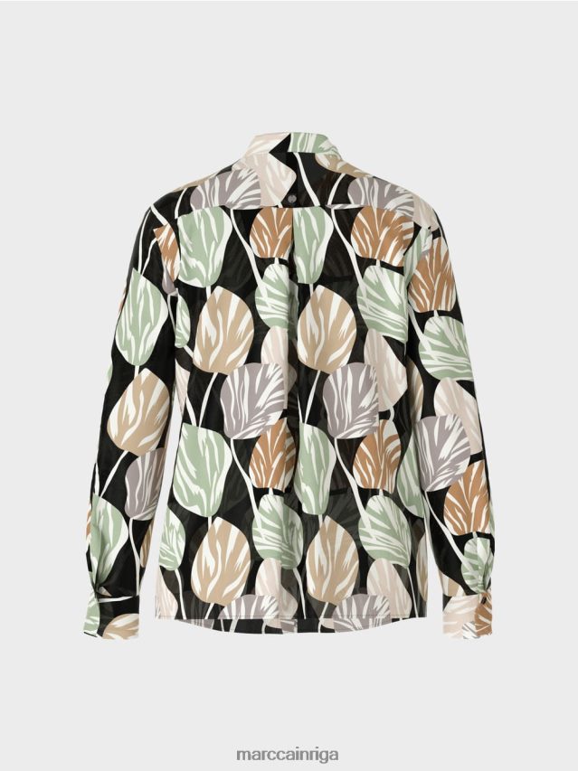 apģērbs pulveris piparmētra VRBHXD1023 Marc Cain stilīga blūze ar stāvapkakli