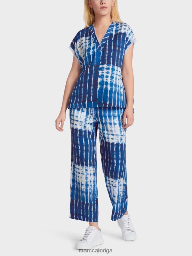 apģērbs pusnakts zils VRBHXD921 Marc Cain svītraina dizaina batikas blūze