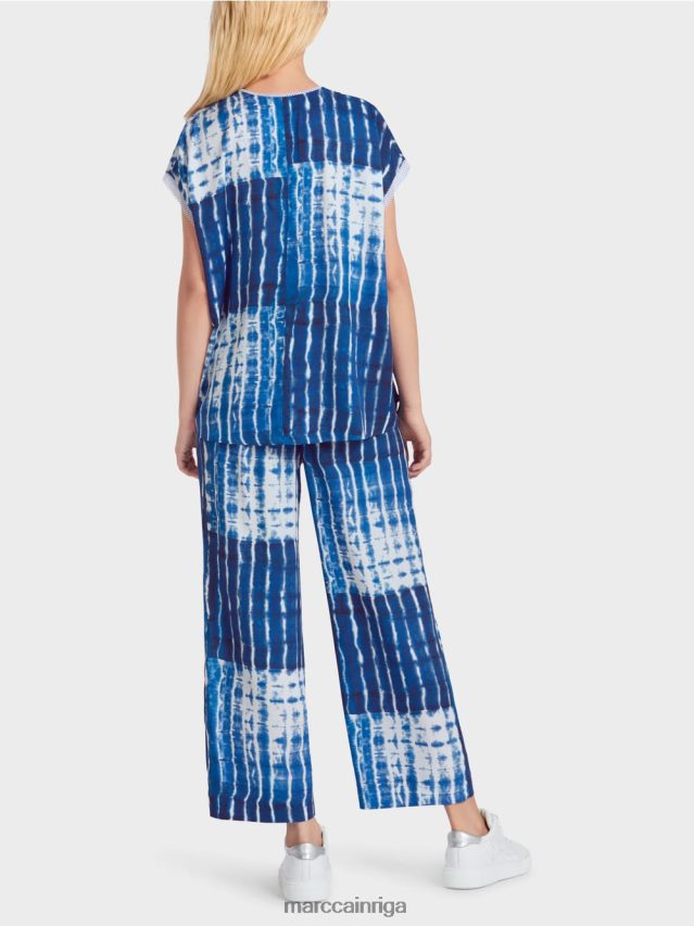 apģērbs pusnakts zils VRBHXD921 Marc Cain svītraina dizaina batikas blūze