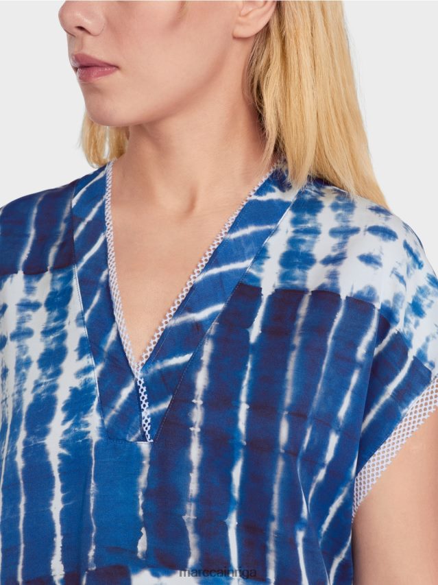 apģērbs pusnakts zils VRBHXD921 Marc Cain svītraina dizaina batikas blūze