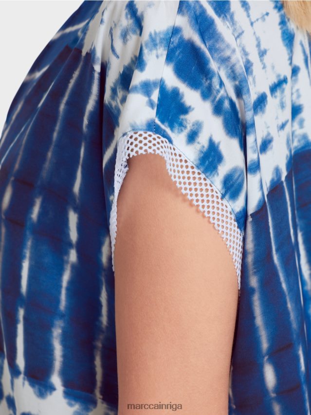 apģērbs pusnakts zils VRBHXD921 Marc Cain svītraina dizaina batikas blūze
