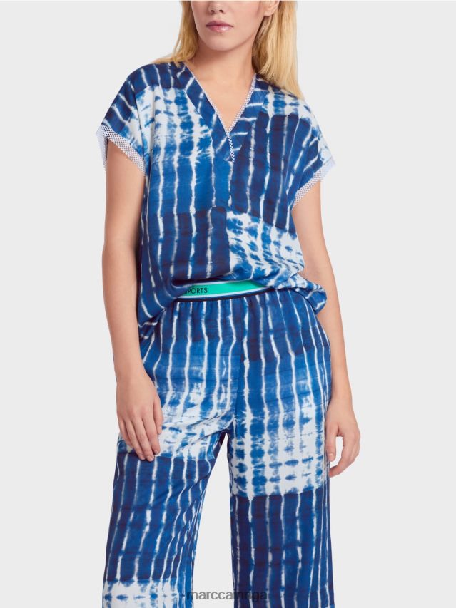 apģērbs pusnakts zils VRBHXD921 Marc Cain svītraina dizaina batikas blūze