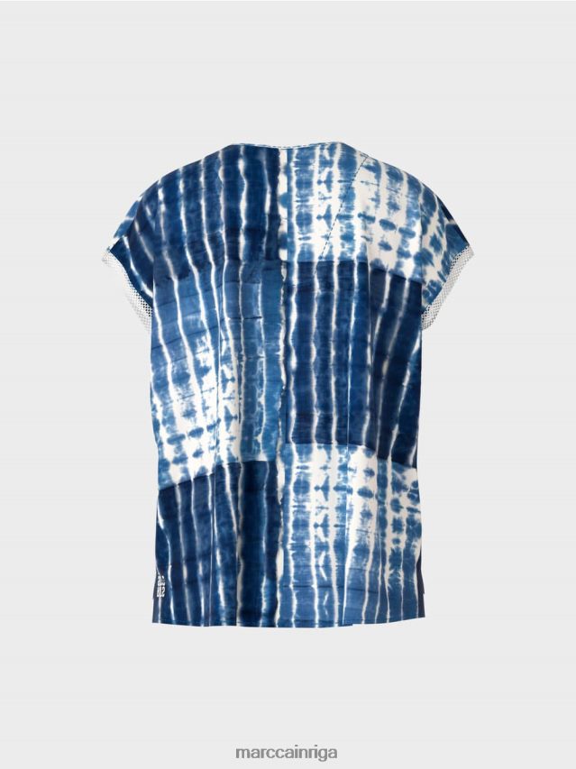 apģērbs pusnakts zils VRBHXD921 Marc Cain svītraina dizaina batikas blūze