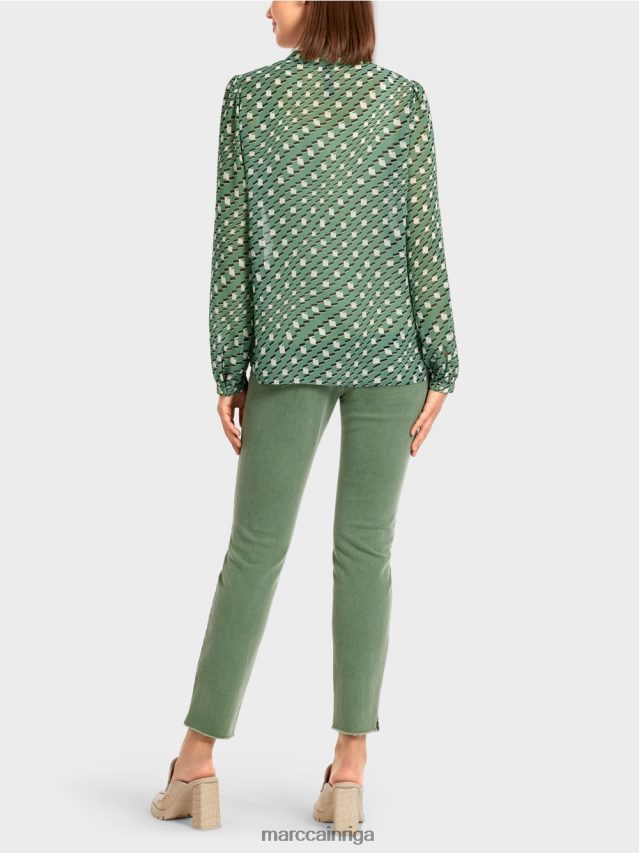 apģērbs sūnu zaļa VRBHXD1000 Marc Cain blūze ģeometriskā rakstā